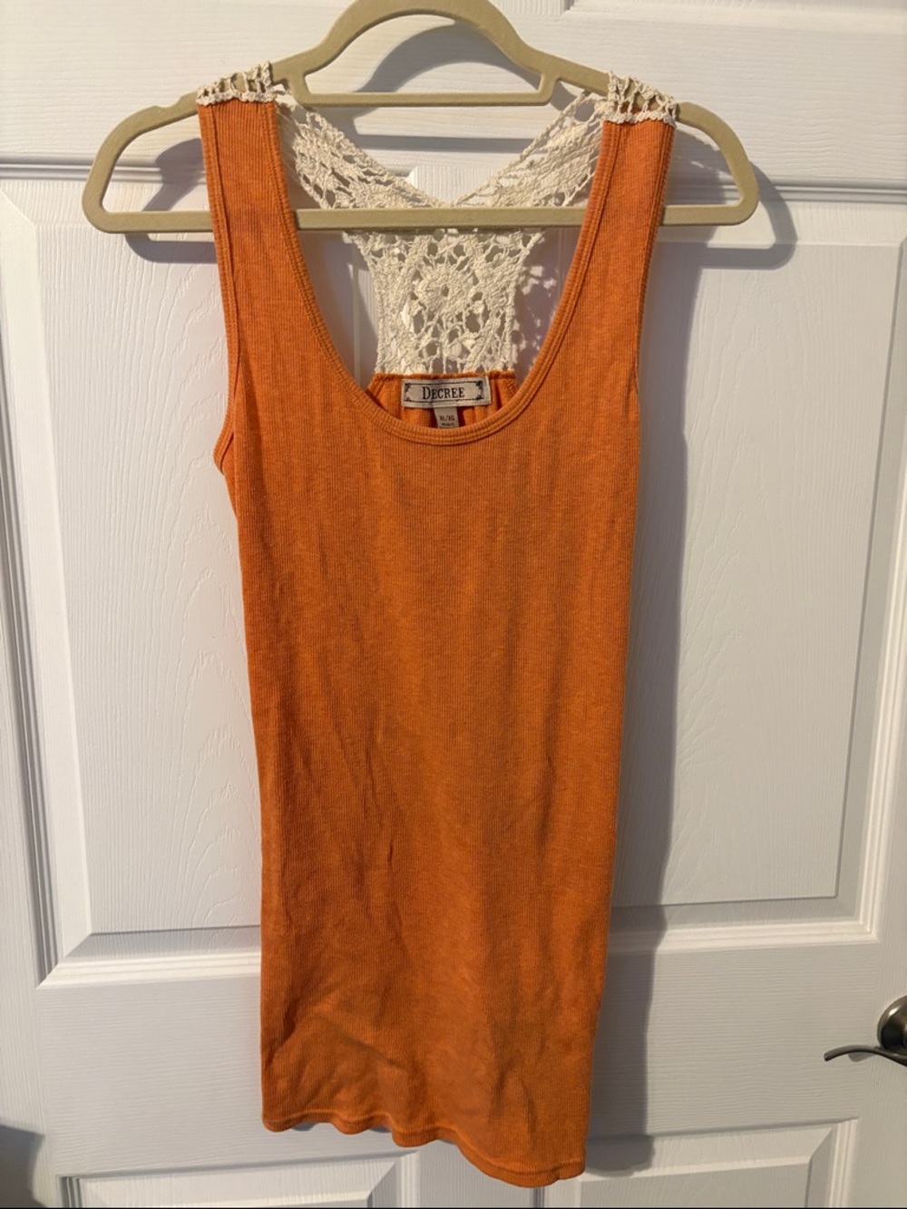 Decree Orange Tank with Cream Lace Racerback